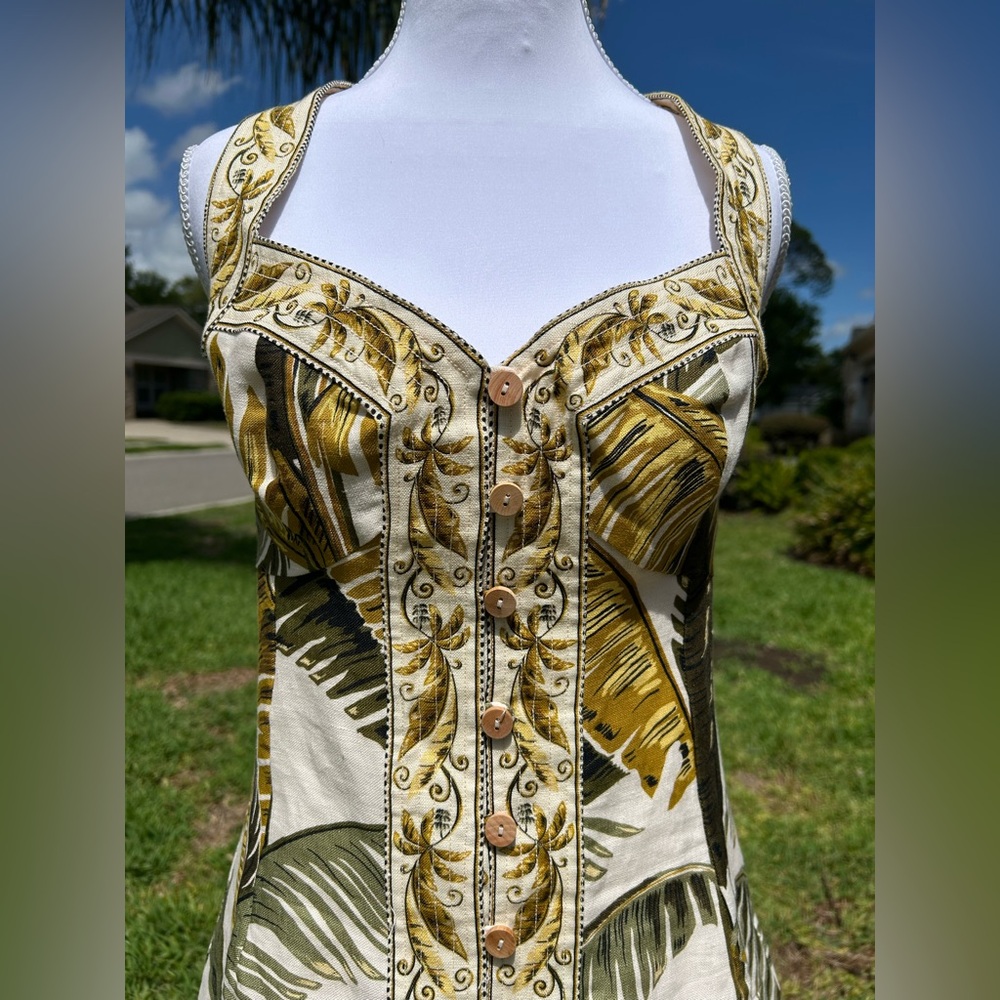 NWT🌷FARM Rio Trancoso Sand Sweetheart Neckline Sleeveless Mini Dress - Picture 5 of 16